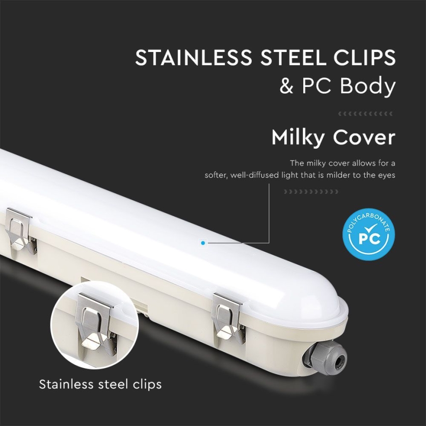 LED Teknisk lysrörsarmatur med nödbelysningsmodul EMERGENCY LED/36W/230V 6500K 120cm IP65