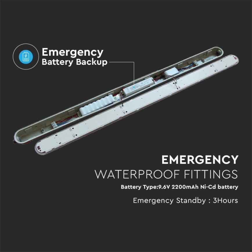 LED Teknisk lysrörsarmatur med nödbelysningsmodul EMERGENCY LED/36W/230V 6500K 120cm IP65