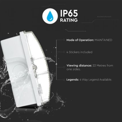 LED Nödljus EMERGENCY EXIT LED/3W/230V IP65 6000K 1200mAh