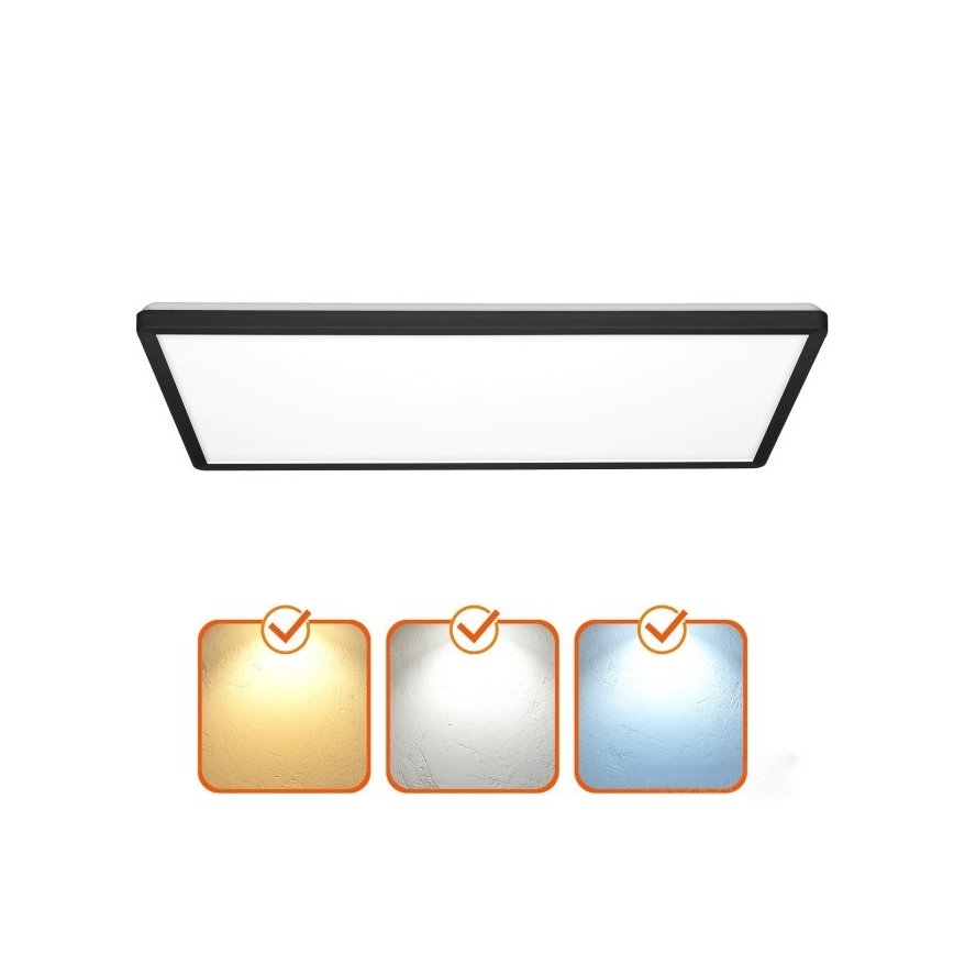LED Infälld panel NIVERA LED/32W/230V IP54 3000/4000/6000K 29,5x59,5 cm svart