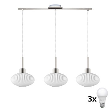 LED-pendel HARMA 3xE27/60W/230V matt krom/vit