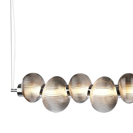 LED-pendel med kabel BOLLA LED/32W/230V, blank krom/rökgrå