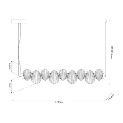 LED-pendel med kabel BOLLA LED/32W/230V, blank krom/rökgrå