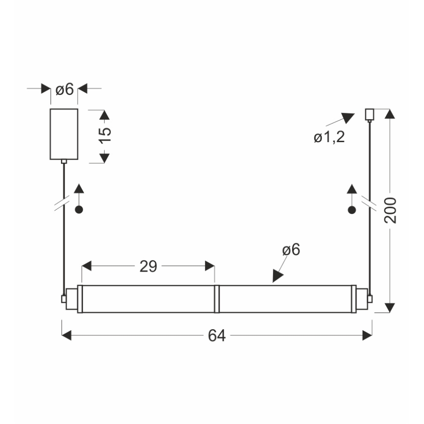 LED-pendel med vajer CORTE LED/18W/230V svart