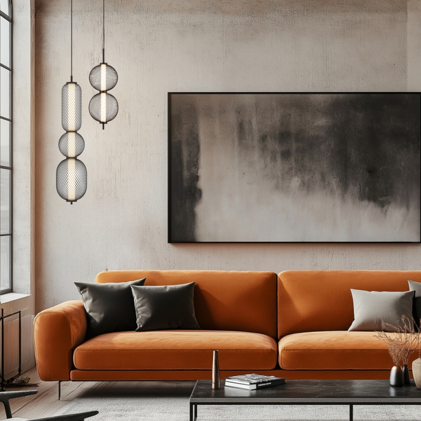 LED-pendel med vajer PUMA LED/15W/230V Ø 14 cm, svart