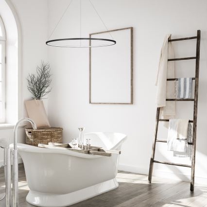 LED-pendel med wire SATURNO LED/57W/230V Ø 100 cm IP44 svart