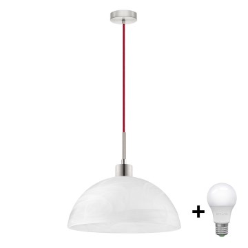 LED-pendel på kabel 1xE27/60W/230V vit/röd