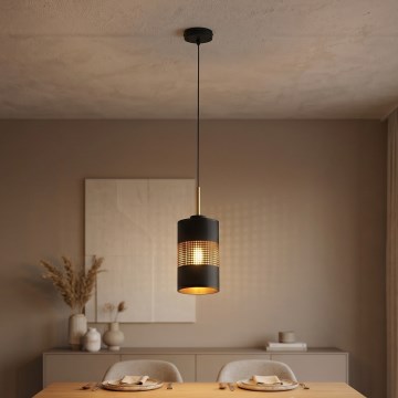 LED-pendel på kabel BOGART 1xE27/15W/230V svart/guld