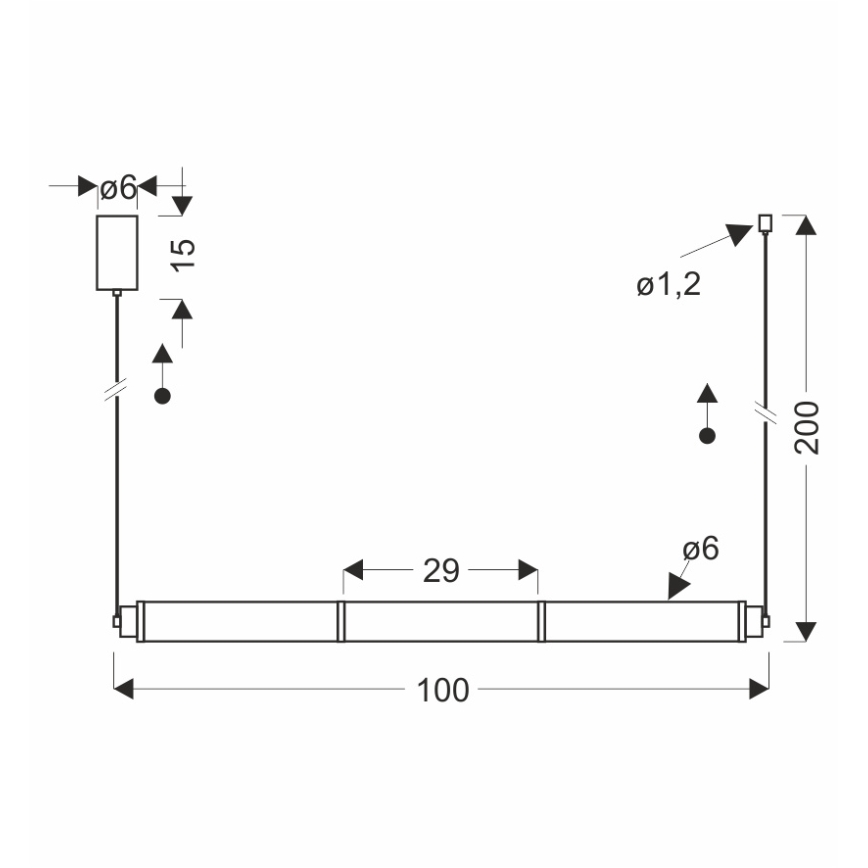 LED-pendel på kabel CORTE LED/25W/230V svart
