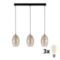 LED-pendel på kabel SEBO 3xE27/15W/230V svart/rökbeige