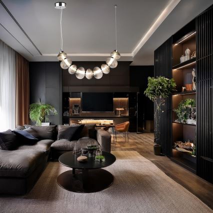 LED-pendel på sladd BOLLA LED/36W/230V blank krom/rökgrå