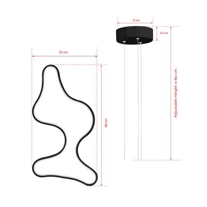 LED-pendel på vajer ARTISAN LED/36W/230V 6500K svart