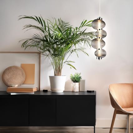 LED-pendel på vajer BOLLA LED/17W/230V Ø 16 cm, blank krom/rökgrå