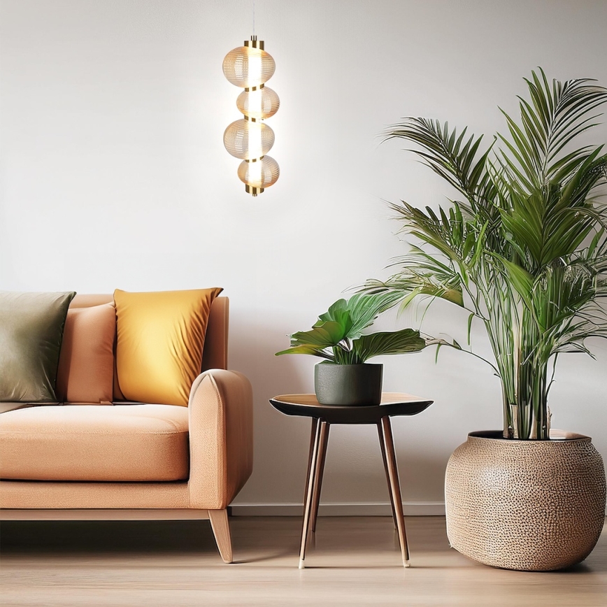 LED-pendel på vajer BOLLA LED/17W/230V Ø 16 cm, guld/rökbeige