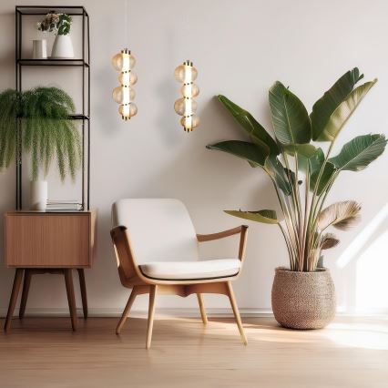 LED-pendel på vajer BOLLA LED/17W/230V Ø 16 cm, guld/rökbeige