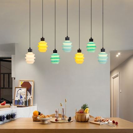 LED-pendel på vajer CACTUS 7xLED/2,8W/230V 3000K grön/gul/vit