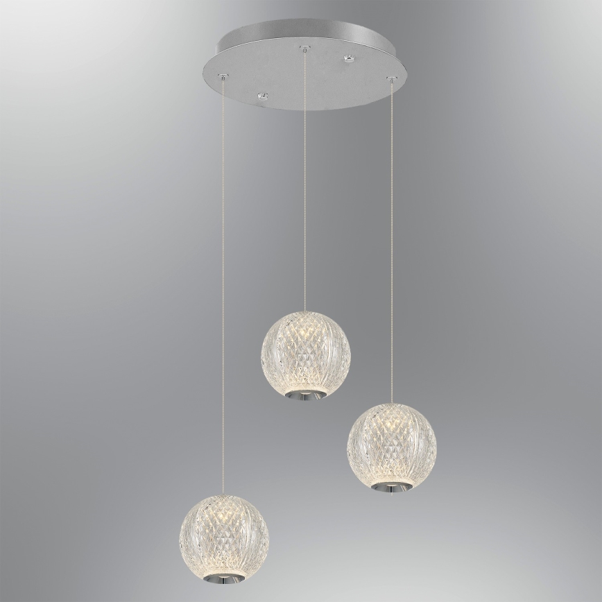 LED-pendel på vajer CREMONA 3xLED/5W/230V 3000K matt krom