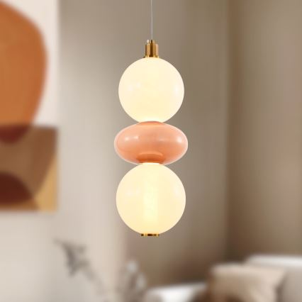 LED-pendel på vajer FLORES LED/12W/230V guld/orange