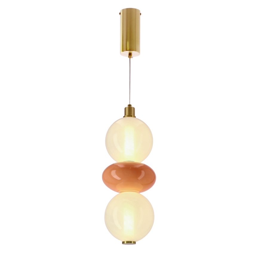 LED-pendel på vajer FLORES LED/12W/230V guld/orange