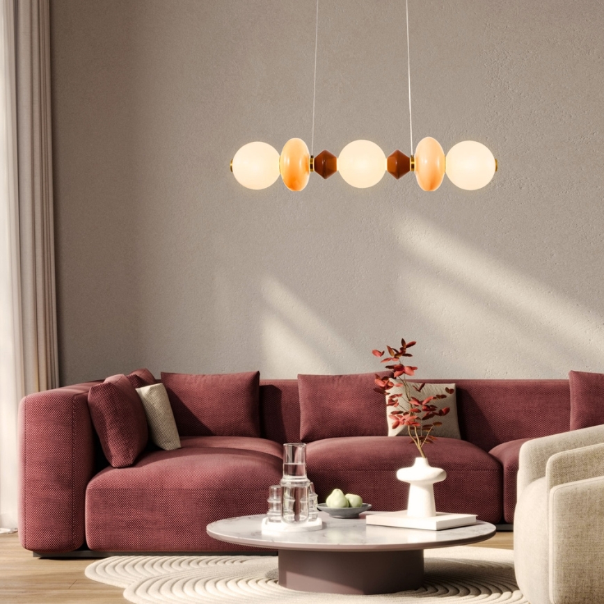 LED pendel på vajer FLORES LED/20W/230V guld/orange/brun