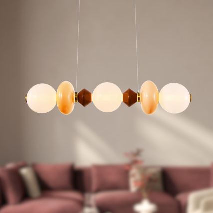 LED pendel på vajer FLORES LED/20W/230V guld/orange/brun