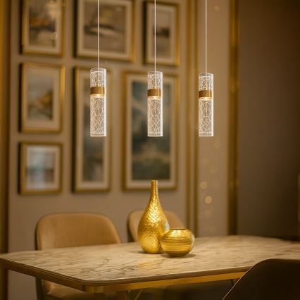 LED-pendel på vajer LAGOS LED/24W/230V guldfärgad