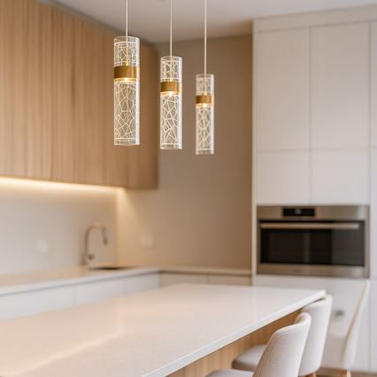 LED-pendel på vajer LAGOS LED/24W/230V guldfärgad