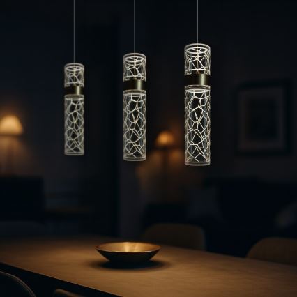 LED-pendel på vajer LAGOS LED/24W/230V guldfärgad