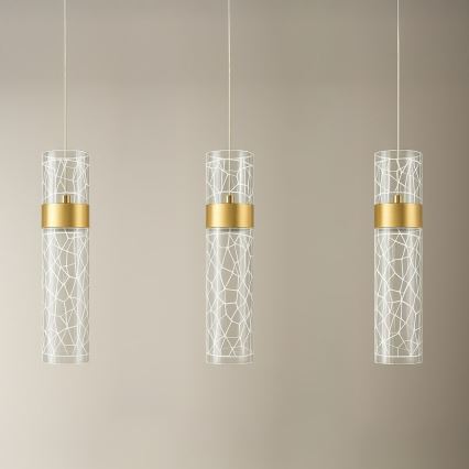 LED-pendel på vajer LAGOS LED/24W/230V guldfärgad