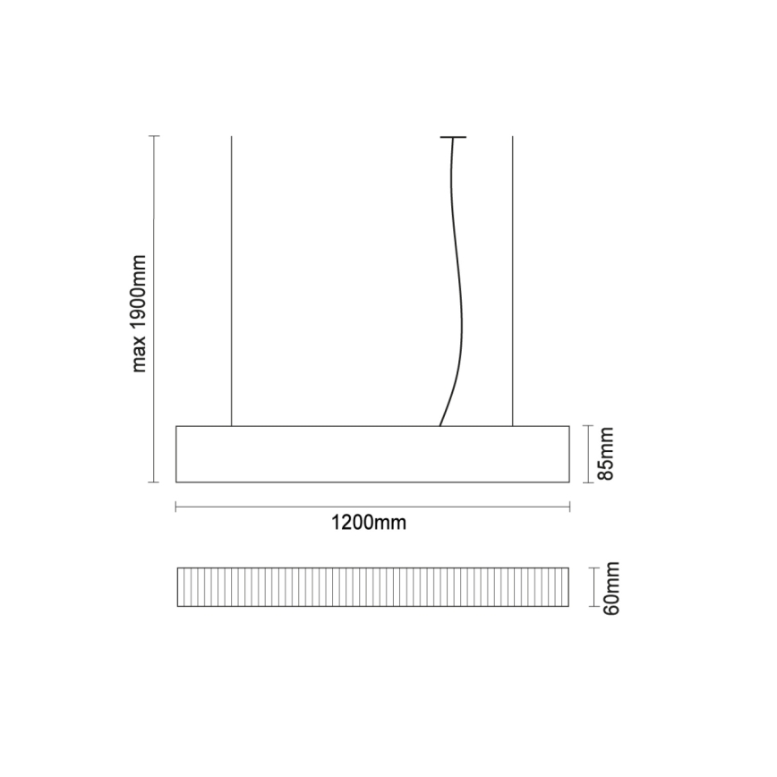 LED-pendel på vajer LED/55W/230V 3000/4000/6500K 120 cm vit