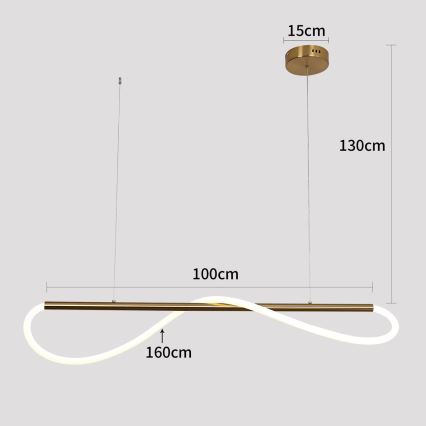 LED-pendel på vajer MELECA LED/24W/230V 3000/4000/6000K 100 cm guld
