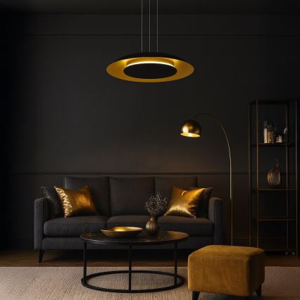 LED-pendel på vajer PIATTINO LED/30W/230V 2700/3200/4000K Ø 40 cm svart/guld