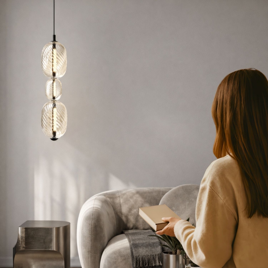 LED-pendel på vajer PLAYA LED/12W/230V svart