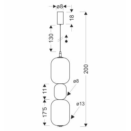 LED-pendel på vajer PLAYA LED/12W/230V svart