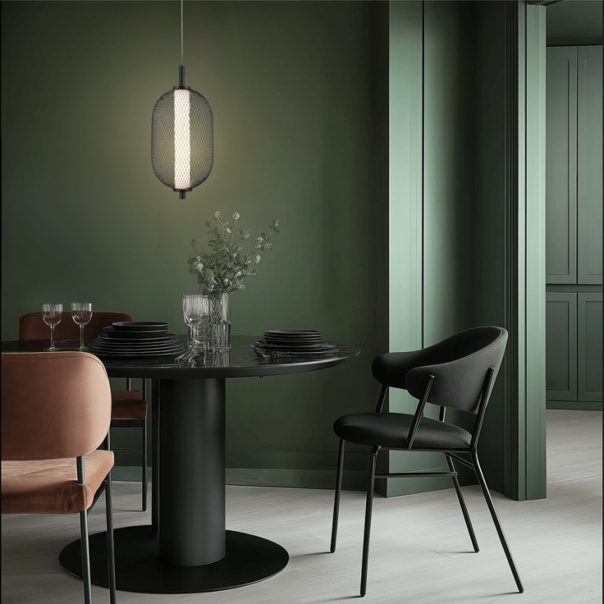 LED-pendel på vajer PUMA 10W/230V Ø 15 cm svart