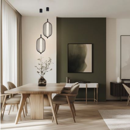 LED-pendel på vajer PUMA 10W/230V Ø 15 cm svart