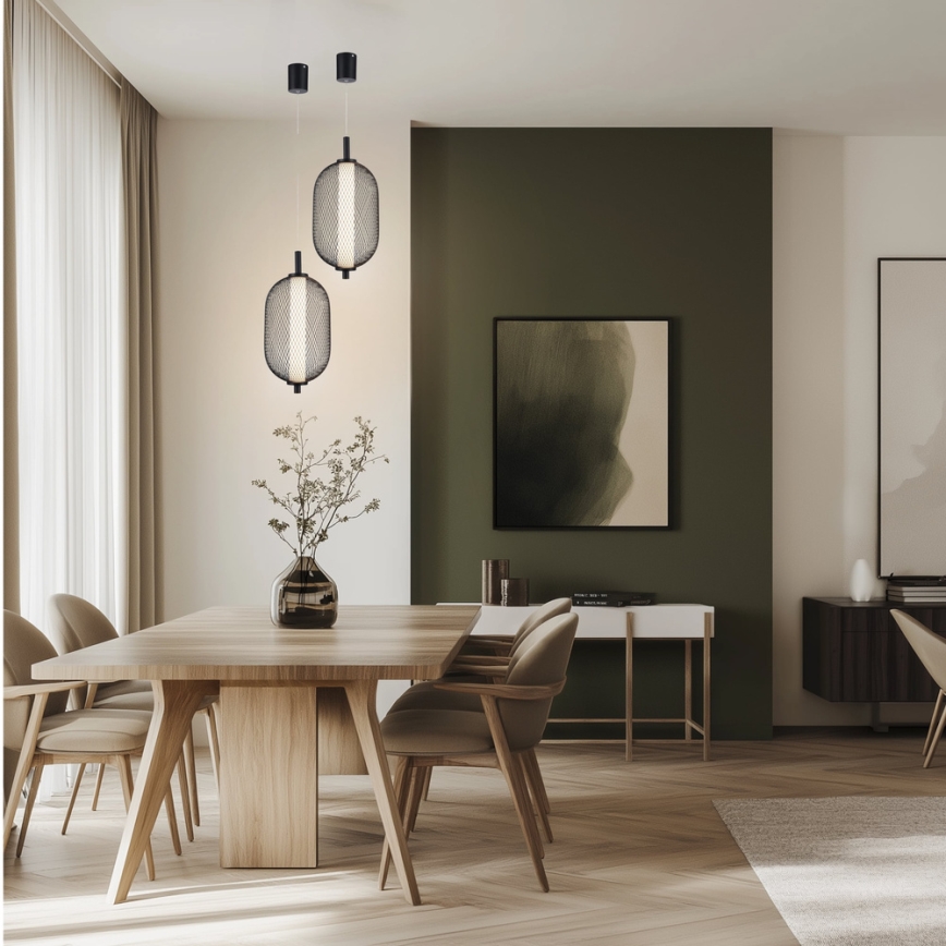 LED-pendel på vajer PUMA 10W/230V Ø 15 cm svart