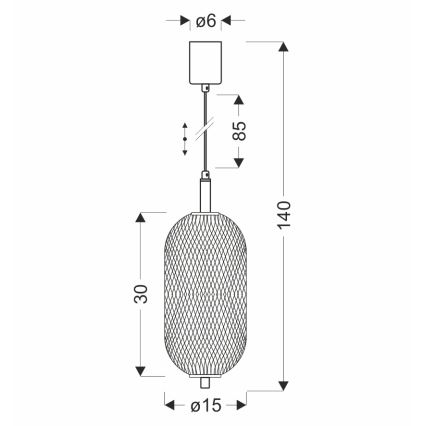 LED-pendel på vajer PUMA 10W/230V Ø 15 cm svart