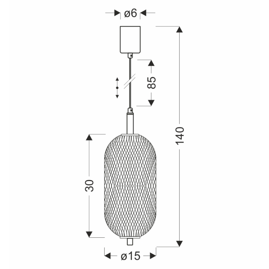 LED-pendel på vajer PUMA 10W/230V Ø 15 cm svart