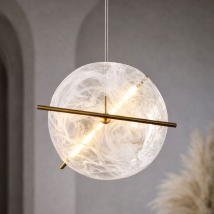 LED-pendel på vajer RELAX LED/15W/230V guld/vit