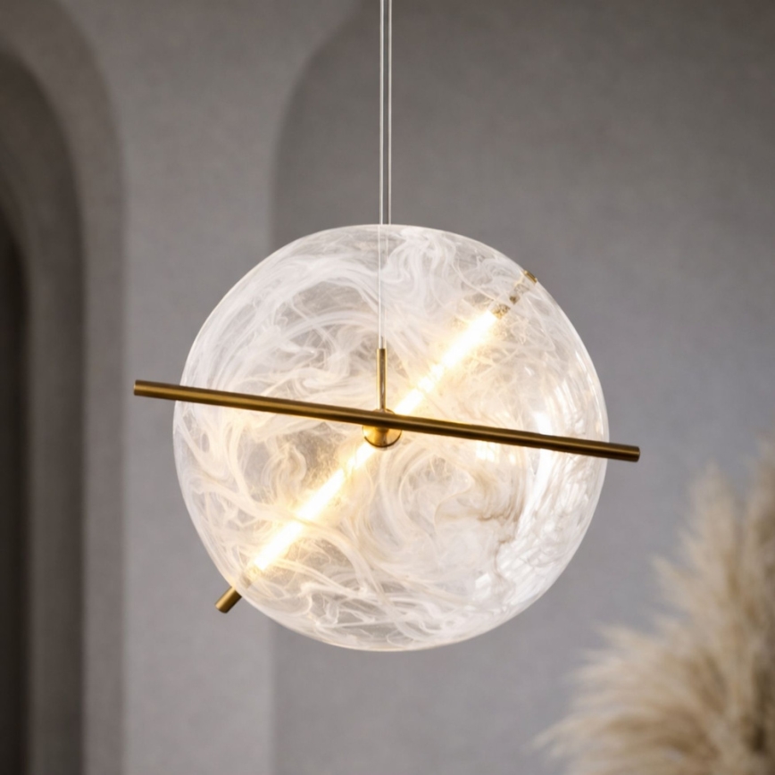 LED-pendel på vajer RELAX LED/15W/230V guld/vit