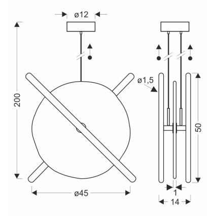 LED-pendel på vajer RELAX LED/15W/230V guld/vit
