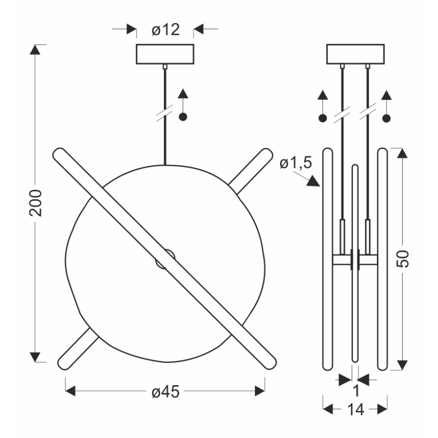 LED-pendel på vajer RELAX LED/15W/230V guld/vit
