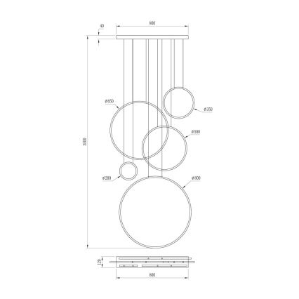 LED-pendel på vajer SATURNO LED/100W/230V svart
