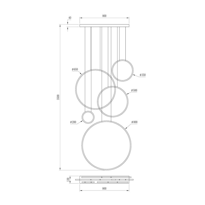 LED-pendel på vajer SATURNO LED/100W/230V svart