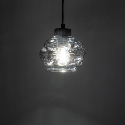 LED-pendel på vajer ZULIA 1xE27/15W/230V svart/rökfärgad