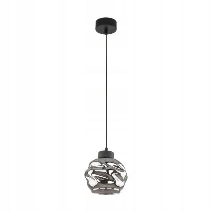 LED-pendel på vajer ZULIA 1xE27/15W/230V svart/rökfärgad