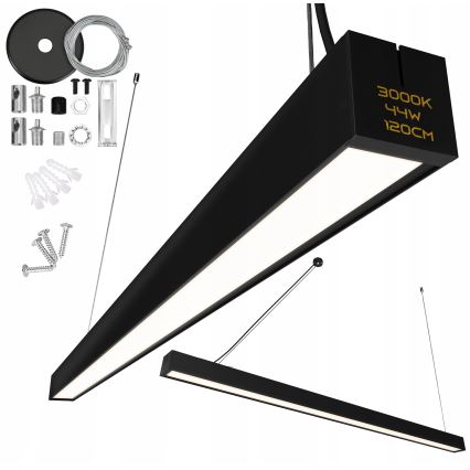 LED pendel/ytmonterad LED/44W/230V 3000K 120 cm svart