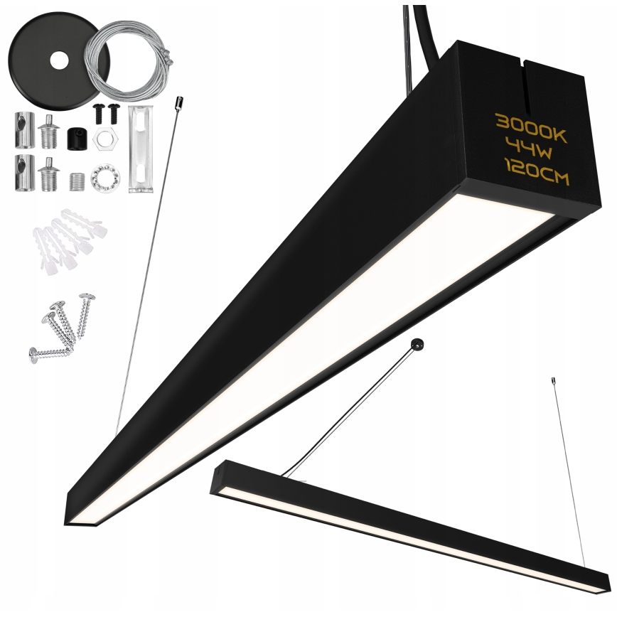 LED pendel/ytmonterad LED/44W/230V 3000K 120 cm svart
