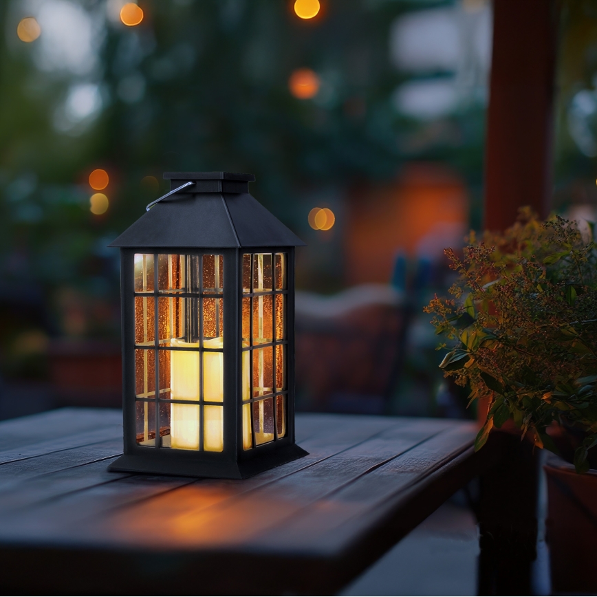 LED Pendellampa med solceller LED/0,02W/1,2V 1xAA 2700K IP44 200 mAh svart